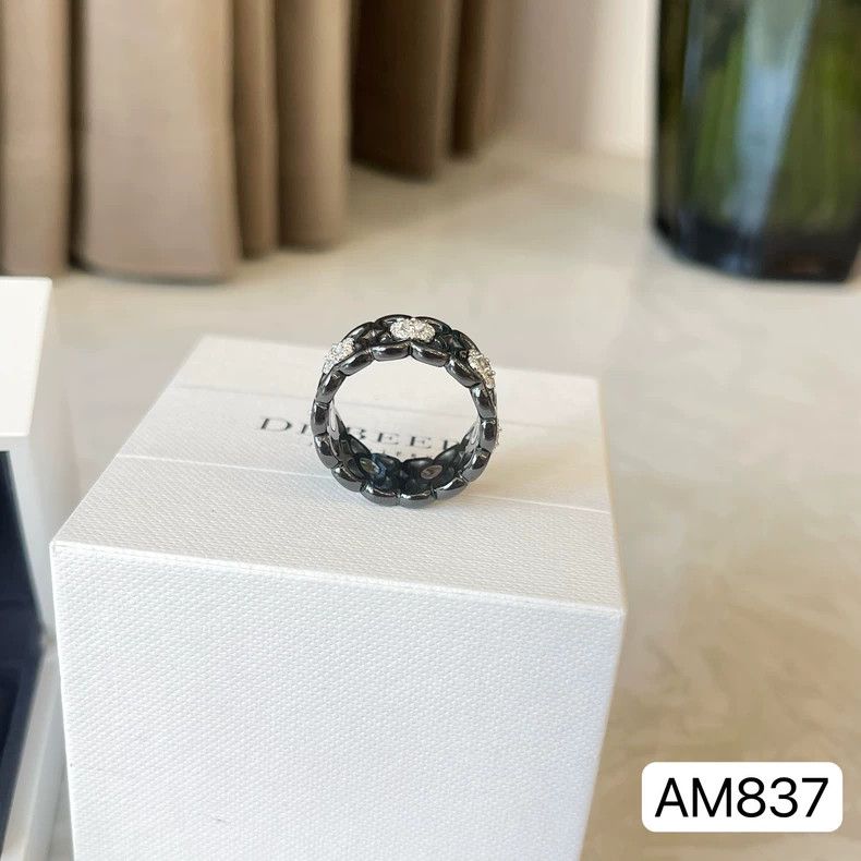 Cartier De Beers Black Ceramic Diamond Ring Size ONE SIZE - 4 Thumbnail