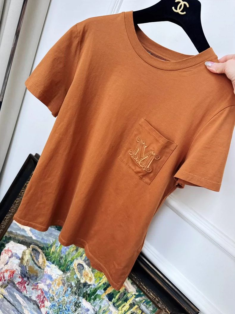 Max Mara Max Mara Brown Logo Pocket T-Shirt Size US M / EU 48-50 / 2 - 2 Thumbnail