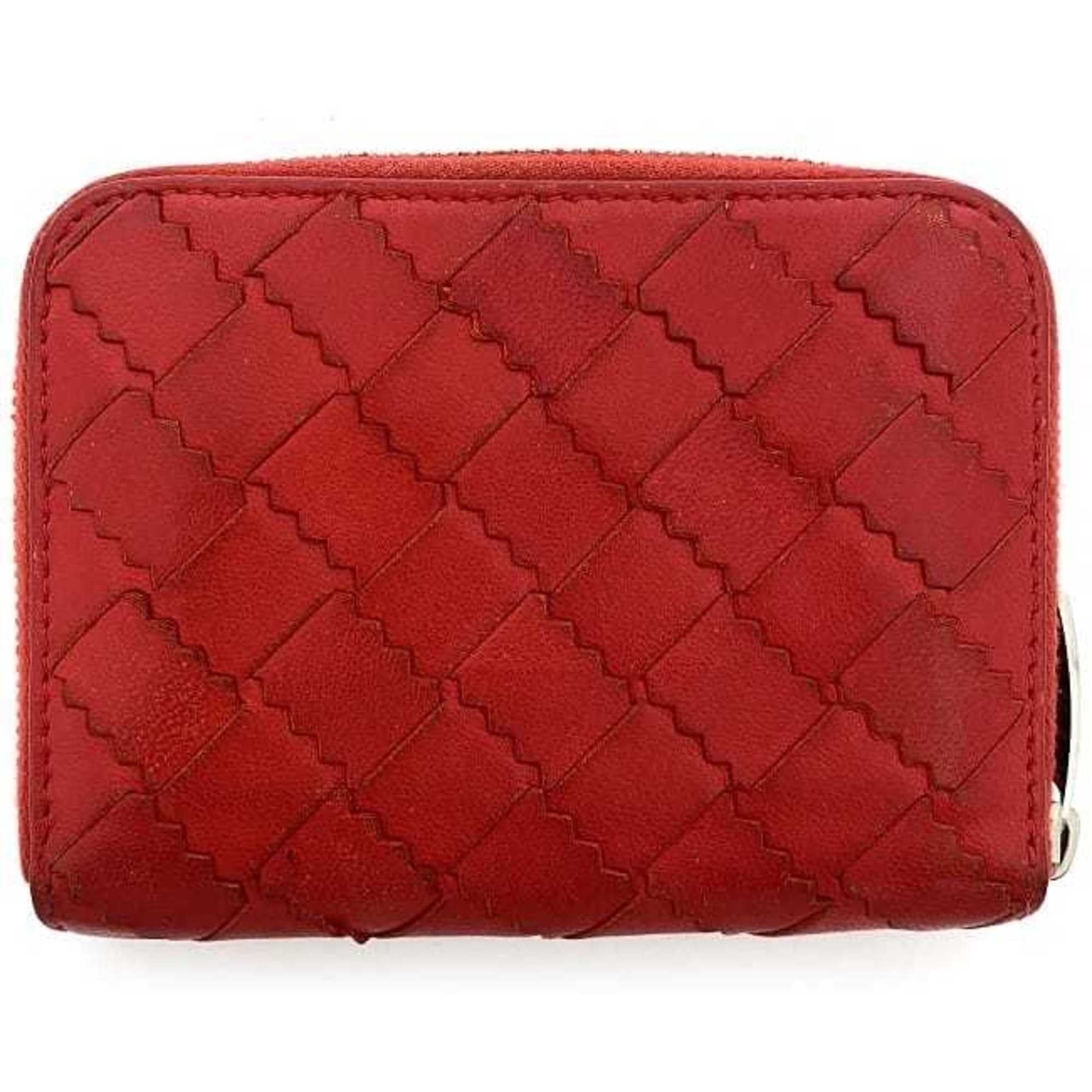 Bottega Veneta Coin Case ec-22965 Red Intrecciato Leather