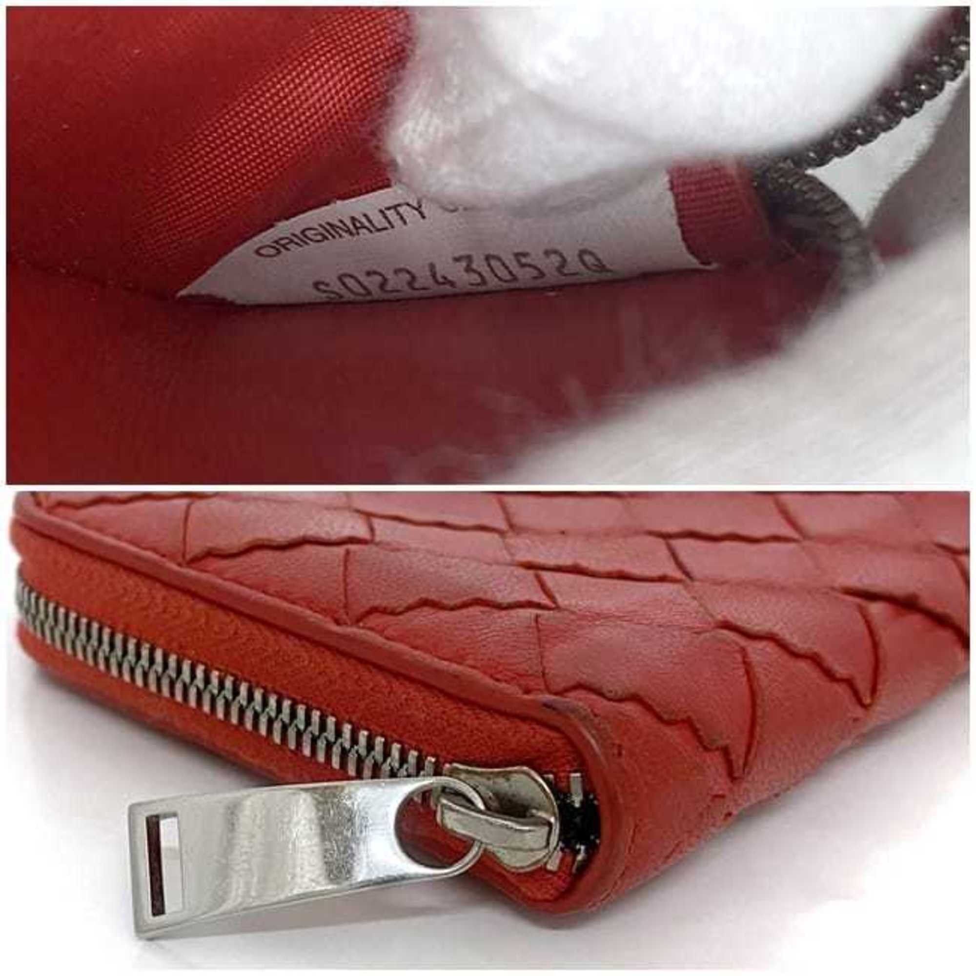 Bottega Veneta Coin Case ec-22965 Red Intrecciato Leather