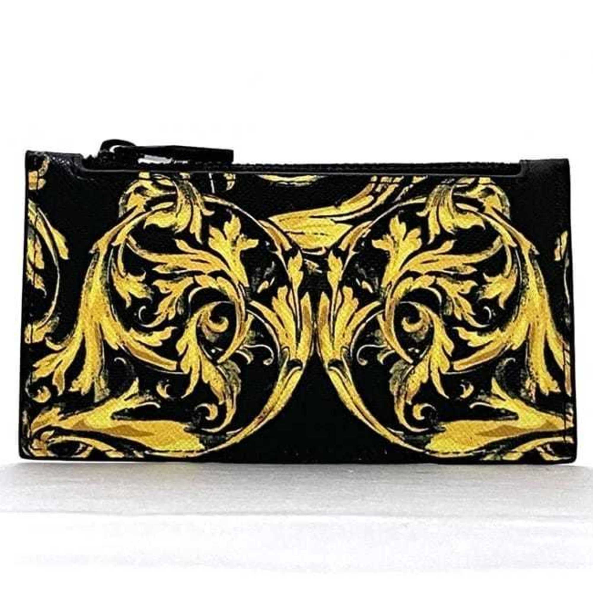 Versace Versace Coin Case ec-23104 Black Yellow JEANS COUTURE 72YA5PB3 Card Holder Saffiano Leather VERSACE Jeans Couture Size ONE SIZE - 6 Thumbnail