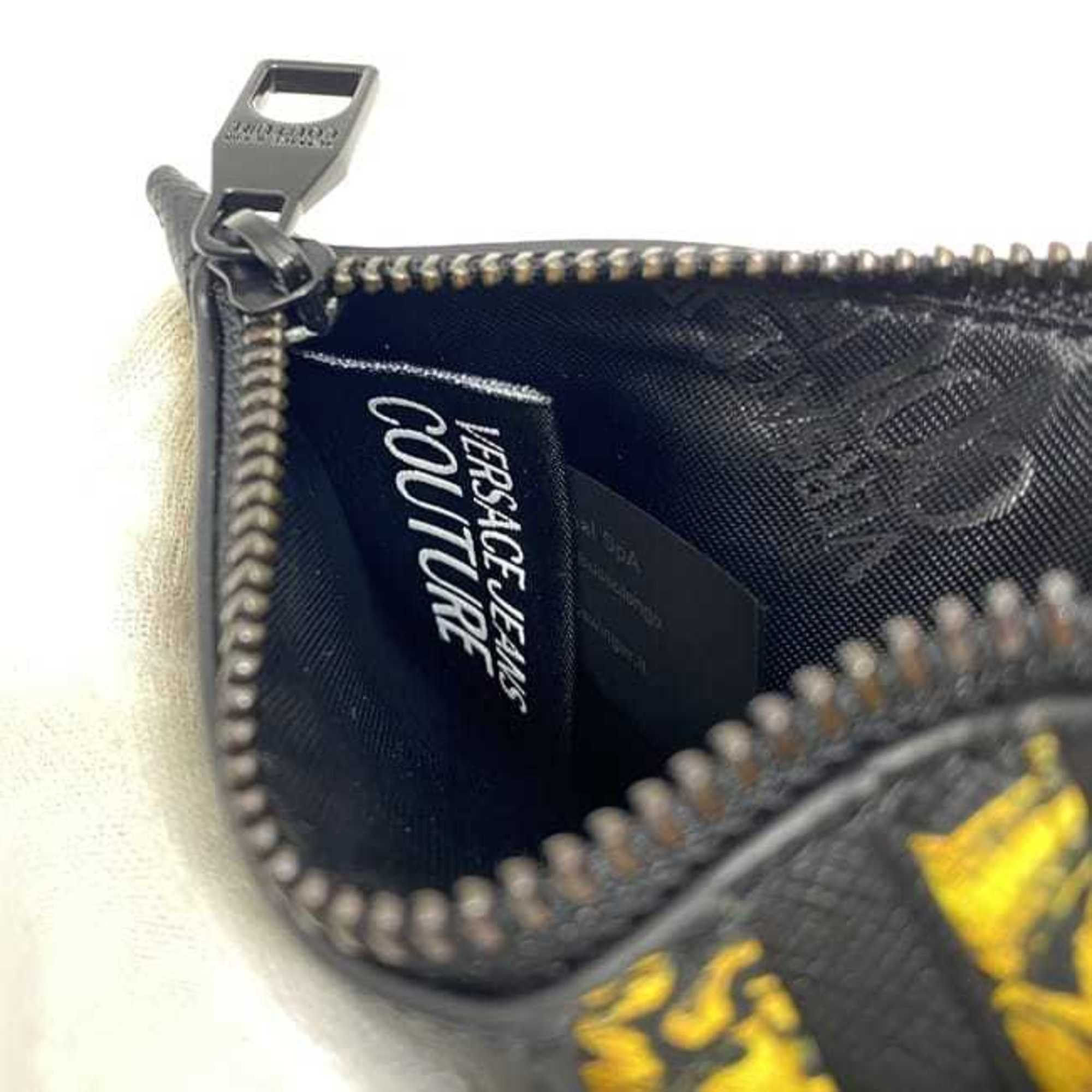 Versace Versace Coin Case ec-23104 Black Yellow JEANS COUTURE 72YA5PB3 Card Holder Saffiano Leather VERSACE Jeans Couture Size ONE SIZE - 9 Thumbnail