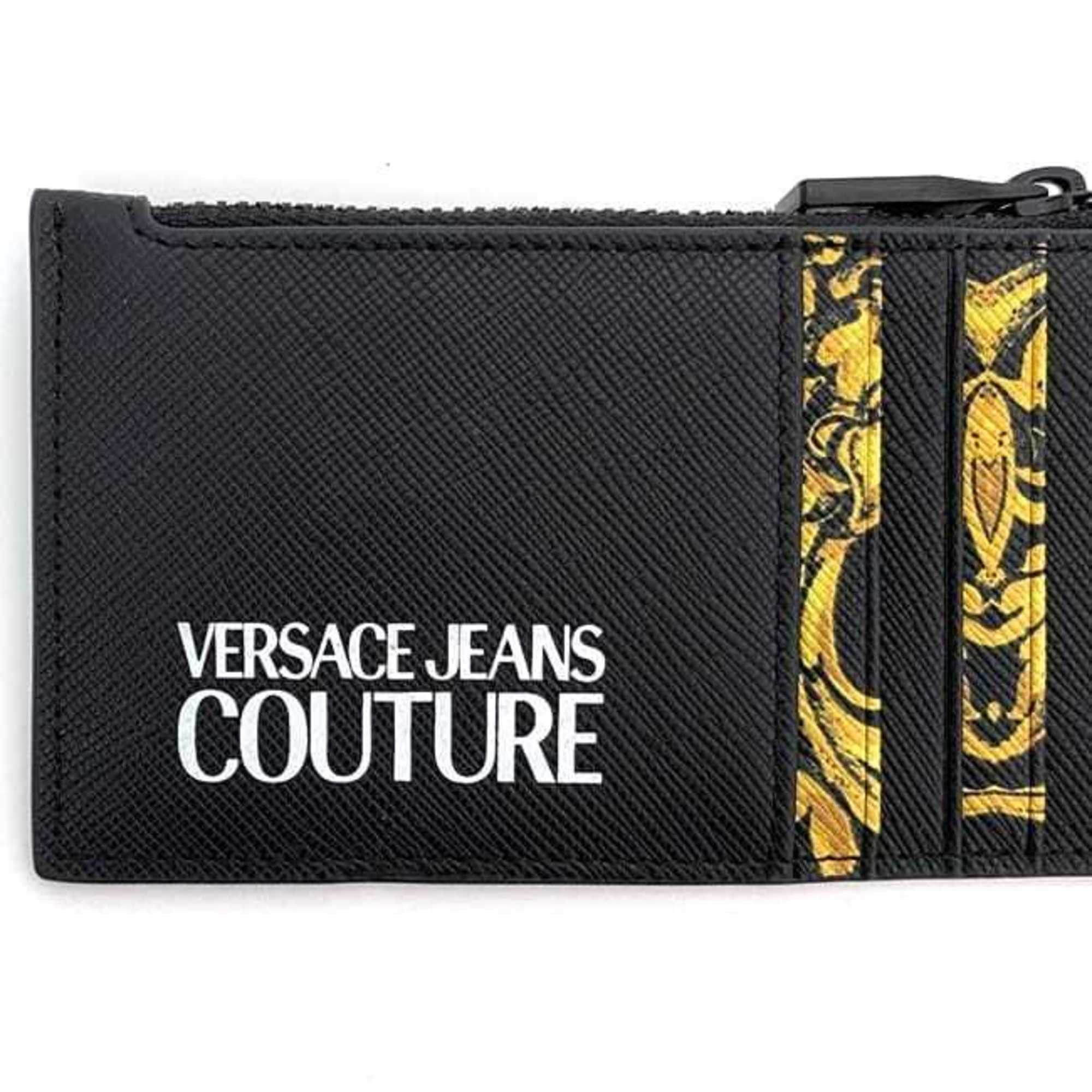 Versace Versace Coin Case ec-23104 Black Yellow JEANS COUTURE 72YA5PB3 Card Holder Saffiano Leather VERSACE Jeans Couture Size ONE SIZE - 3 Thumbnail