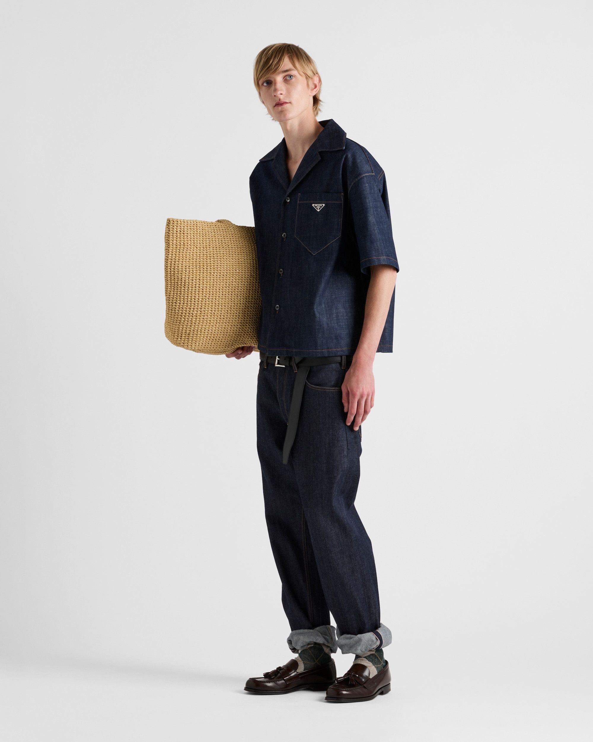Prada Short-sleeved selvedge denim shirt Size US S / EU 44-46 / 1 - 2 Thumbnail