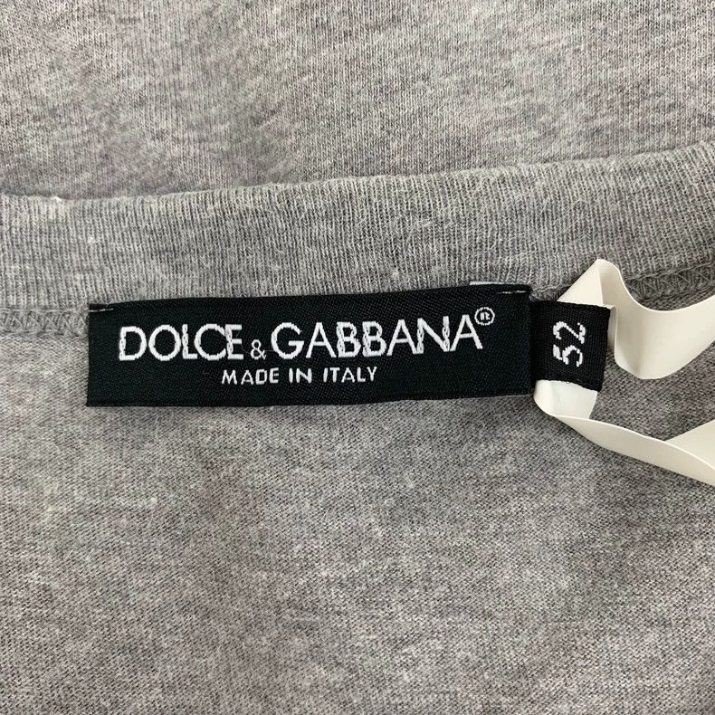 Dolce & Gabbana Dolce&Gabbana Gray Cotton V-Neck T-Shirt Size US L / EU 52-54 / 3 - 5 Thumbnail