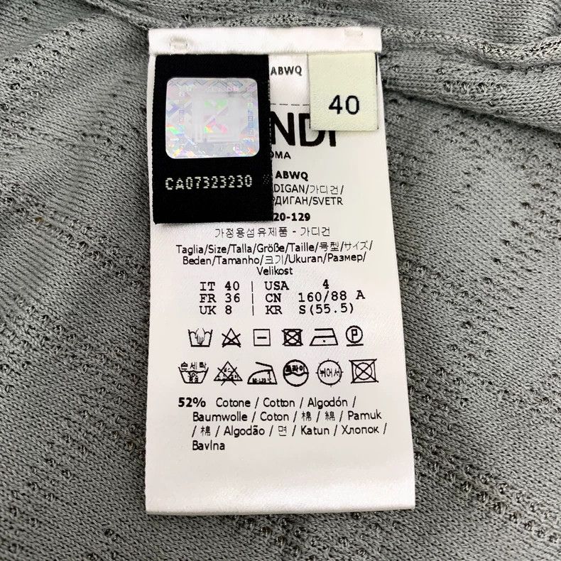 Fendi Gray Logo Knit Cardigan Sweater
