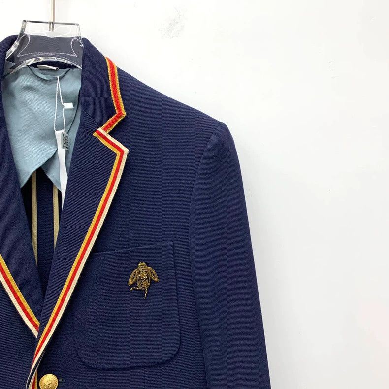 Gucci Gucci Deep Blue Cotton Blazer with Bee Emblem Size US M / EU 48-50 / 2 - 3 Thumbnail