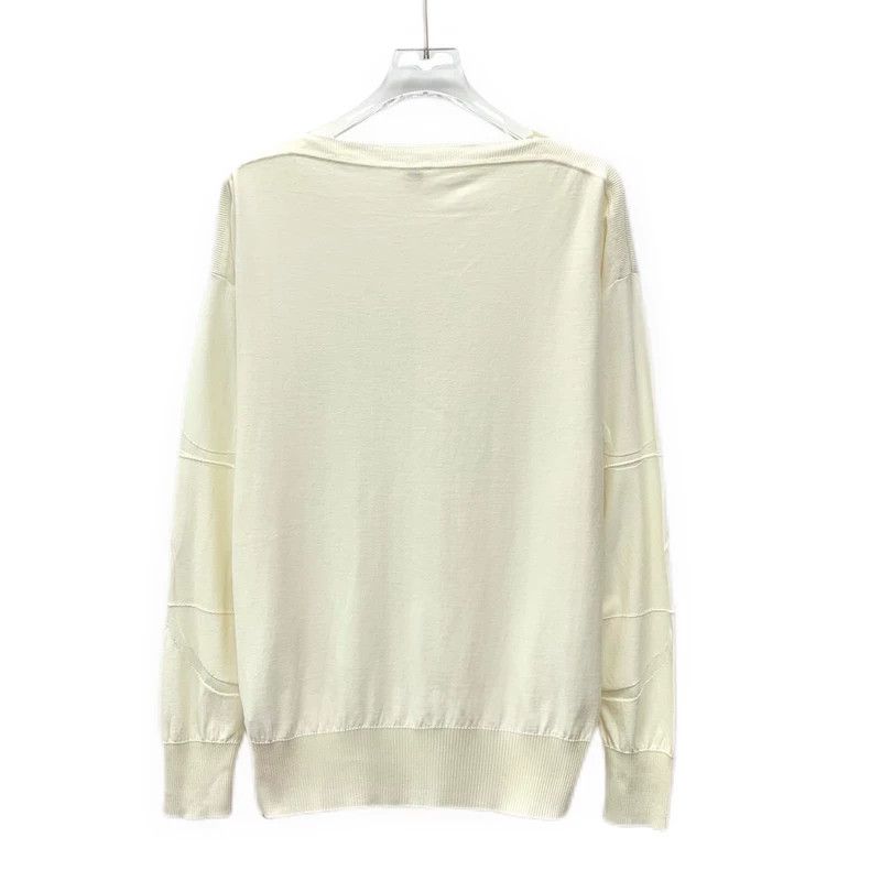 Hermes Beige Letter Patterned Knit Long Sleeve Top Size US XXS / EU 40 - 2 Thumbnail