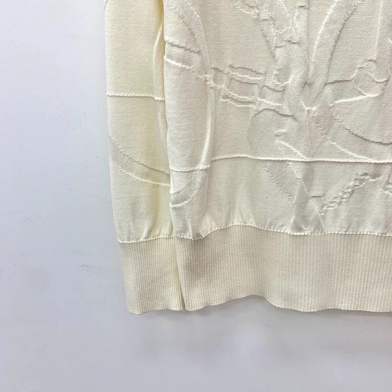 Hermes Beige Letter Patterned Knit Long Sleeve Top Size US XXS / EU 40 - 4 Thumbnail