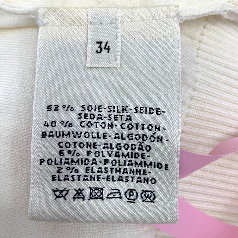 Hermes Beige Letter Patterned Knit Long Sleeve Top Size US XXS / EU 40 - 6 Thumbnail