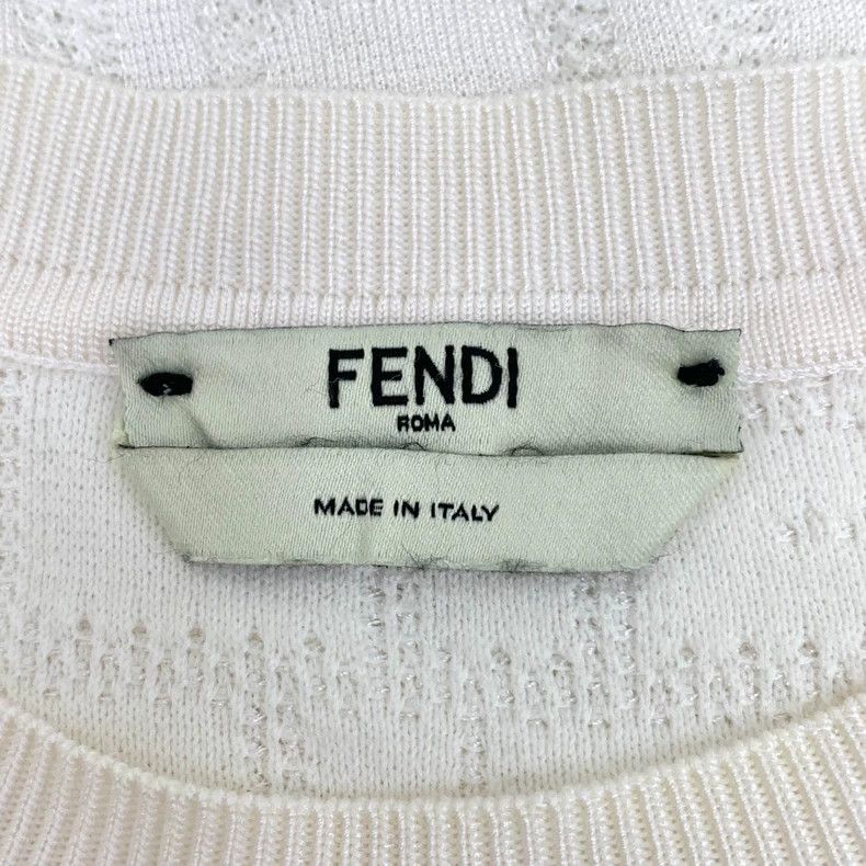 Fendi Fendi White Logo Cotton Short Sleeve Knit Shirt Size US M / EU 48-50 / 2 - 5 Thumbnail