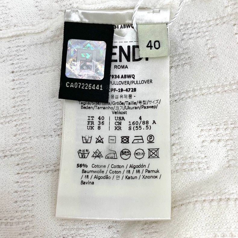 Fendi Fendi White Logo Cotton Short Sleeve Knit Shirt Size US M / EU 48-50 / 2 - 6 Thumbnail