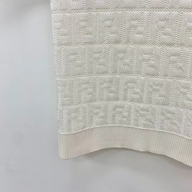 Fendi Fendi White Logo Cotton Short Sleeve Knit Shirt Size US M / EU 48-50 / 2 - 4 Thumbnail
