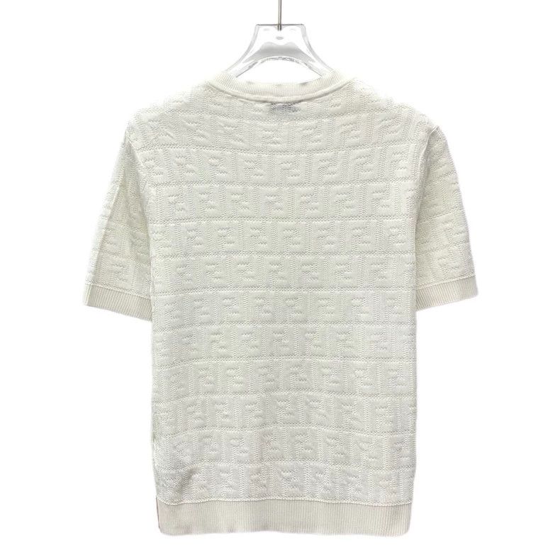 Fendi Fendi White Logo Cotton Short Sleeve Knit Shirt Size US M / EU 48-50 / 2 - 2 Thumbnail