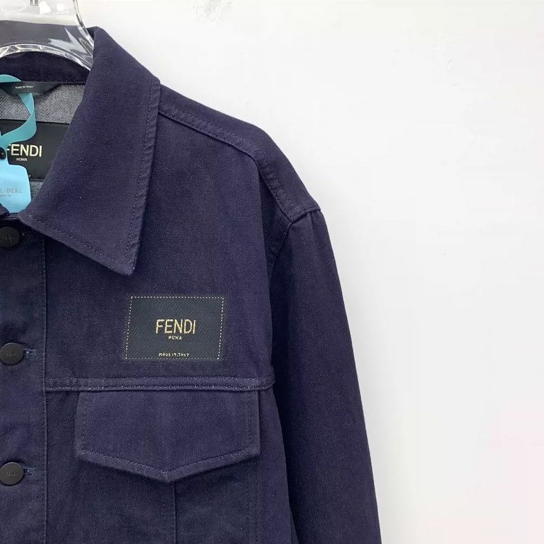 Fendi Fendi Blue Logo Embroidered Denim Jacket Size US M / EU 48-50 / 2 - 3 Thumbnail