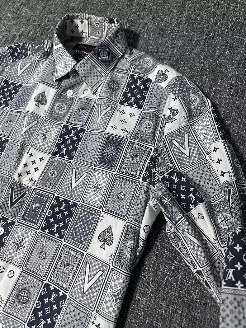 Louis Vuitton Gray Poker Print Long Sleeve Shirt Size US XS / EU 42 / 0 - 2 Thumbnail