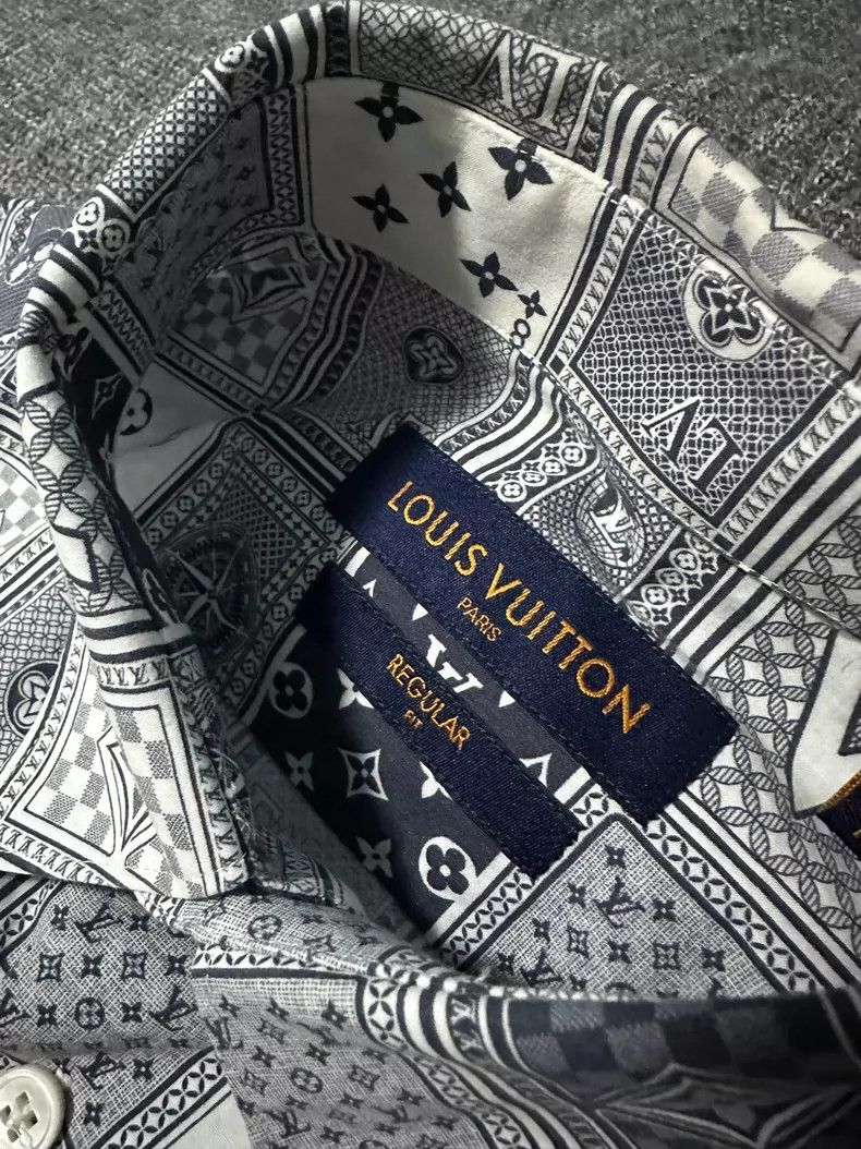 Louis Vuitton Gray Poker Print Long Sleeve Shirt Size US XS / EU 42 / 0 - 3 Thumbnail
