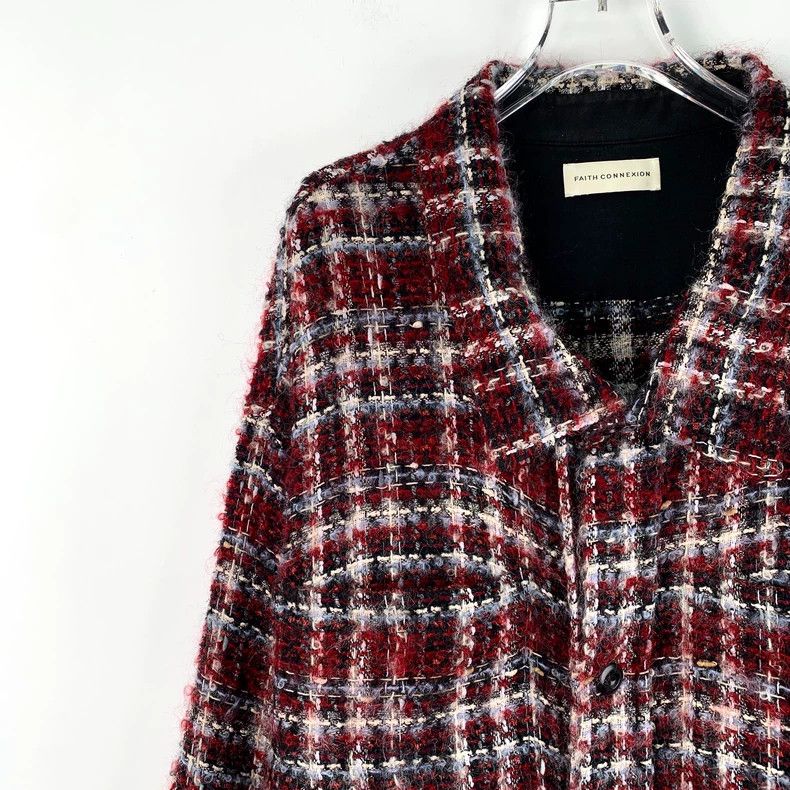 Chanel Red Plaid Wool Long Sleeve Coat Size US L / EU 52-54 / 3 - 3 Thumbnail
