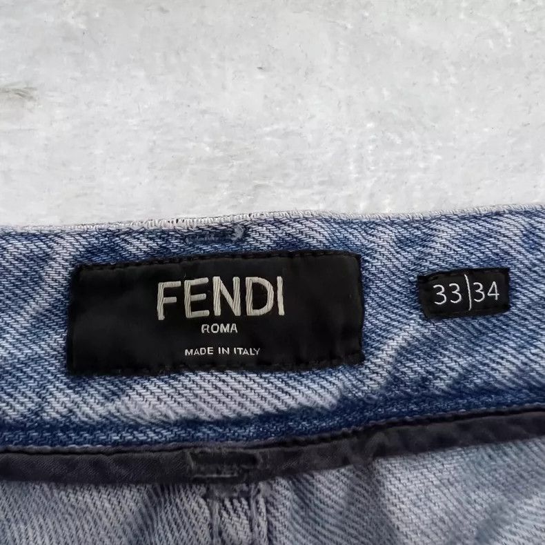 Fendi Fendi Blue Distressed Denim Pants Size 33 Size US 33 - 4 Thumbnail