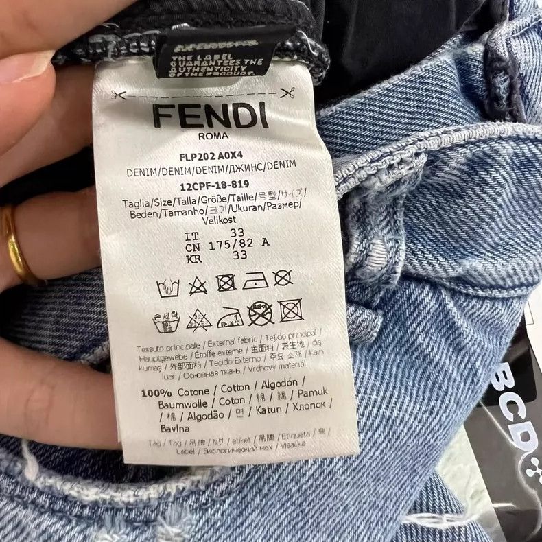 Fendi Fendi Blue Distressed Denim Pants Size 33 Size US 33 - 3 Thumbnail