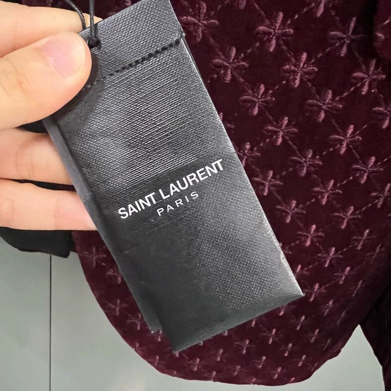 Saint Laurent Paris Saint Laurent Velvet Blazer in Burgundy Color Size US S / EU 44-46 / 1 - 3 Thumbnail
