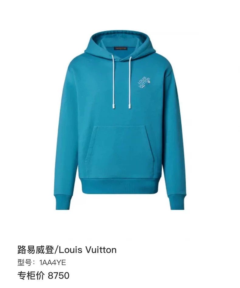 Louis Vuitton Louis Vuitton Blue Logo Embroidered Hoodie Size US L / EU 52-54 / 3 - 6 Thumbnail