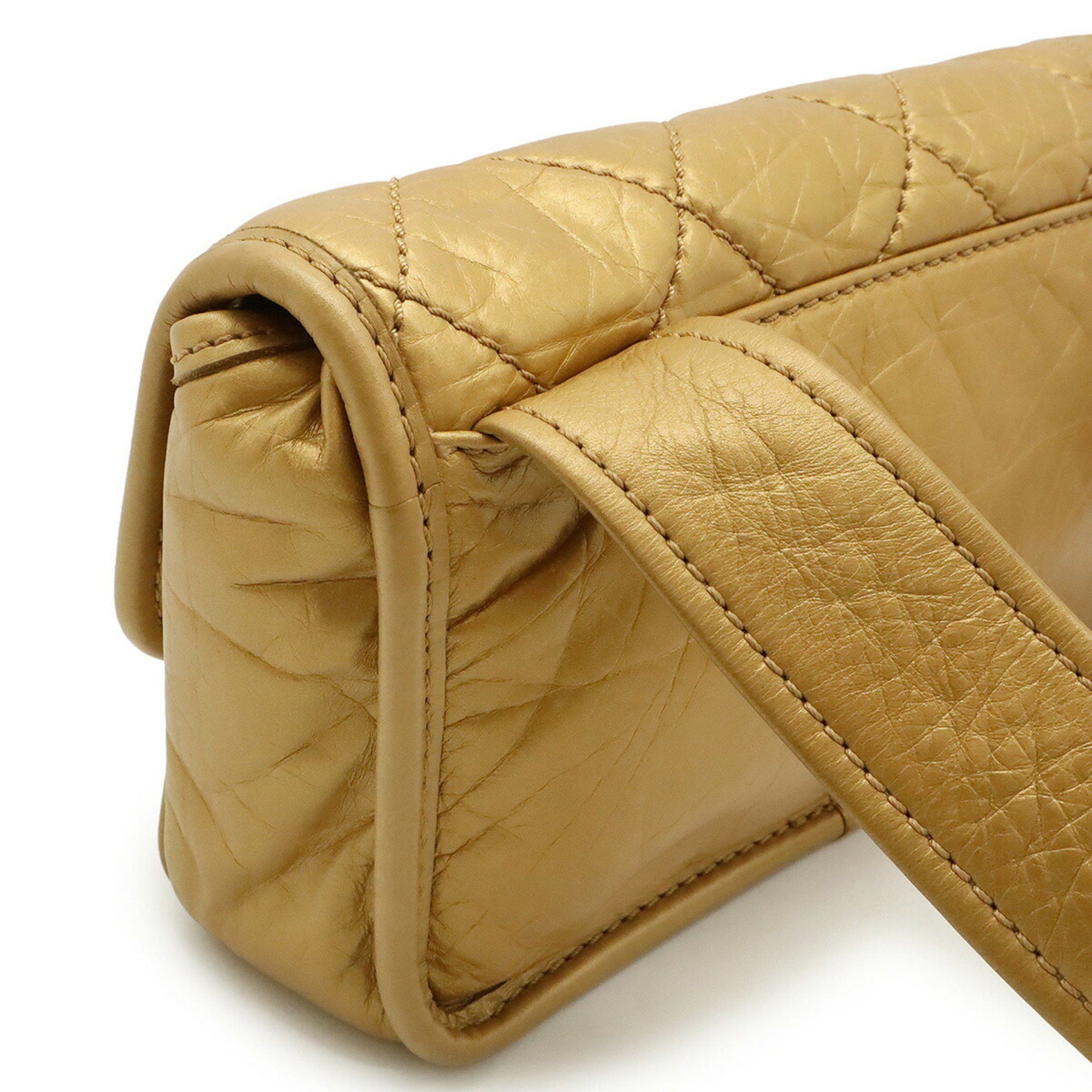 Chanel Chanel Shoulder Bag Coco Mark Leather Calf Gold Size ONE SIZE - 5 Thumbnail