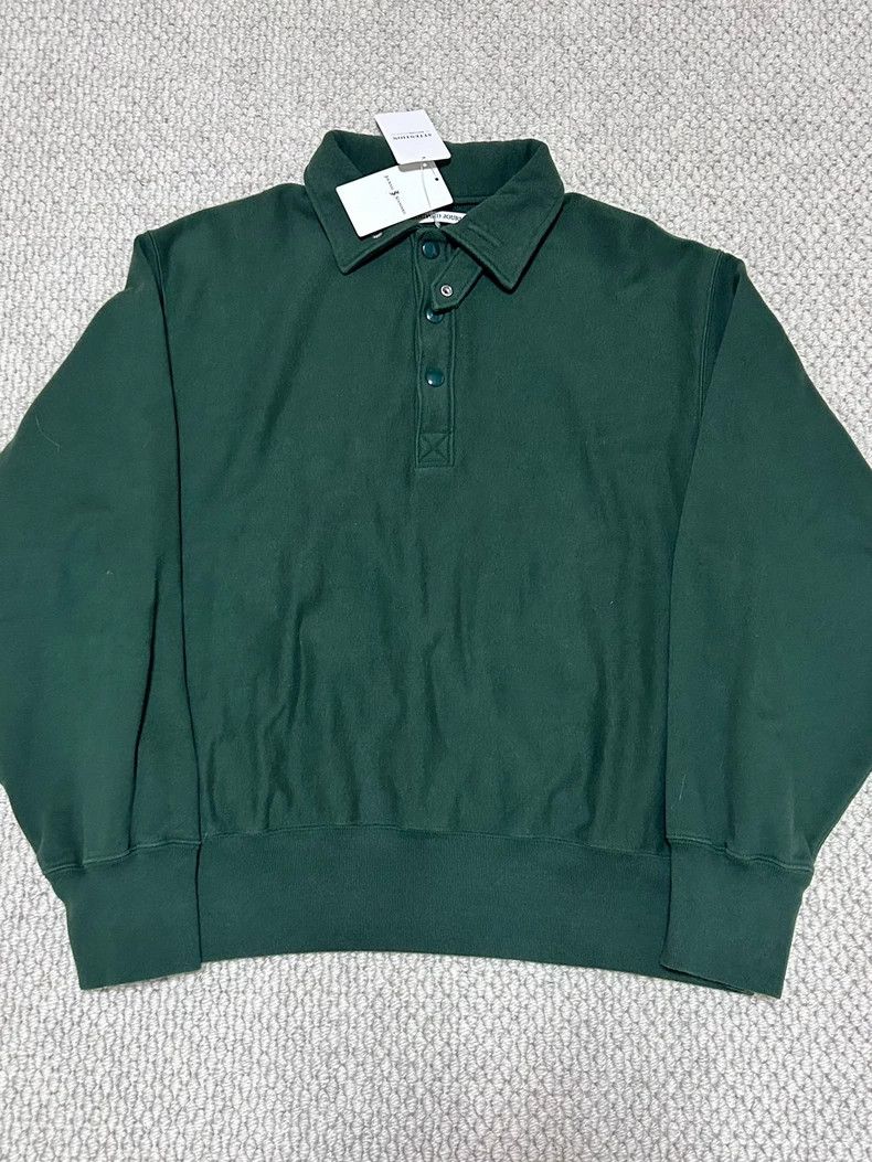 Japanese Brand Stylish Green Polo Sweatshirt with Button Closure Size US M / EU 48-50 / 2 - 2 Thumbnail