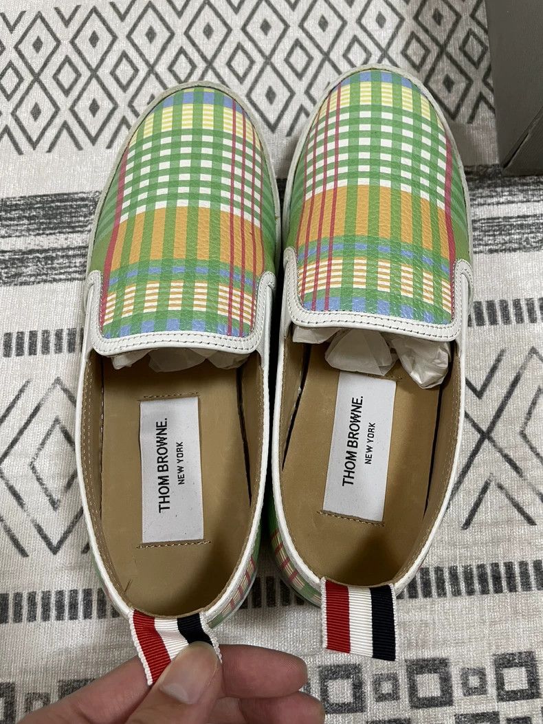 Thom Browne Thom Browne Summer Slip-On Shoes Green Plaid Size US 5.5 / EU 38 - 2 Thumbnail