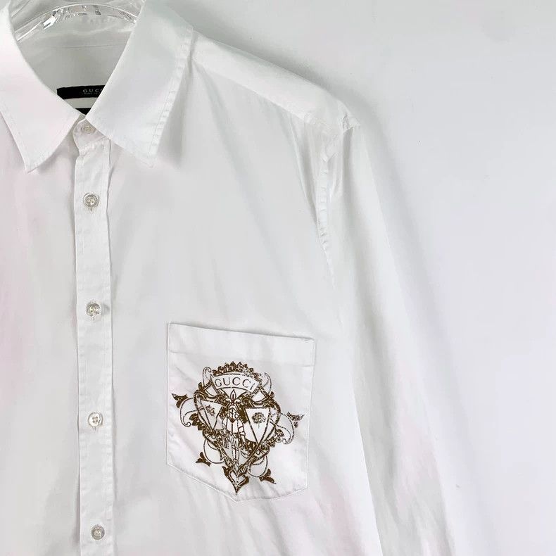 Gucci Gucci White Pocket Print Long Sleeve Shirt Size US M / EU 48-50 / 2 - 3 Thumbnail
