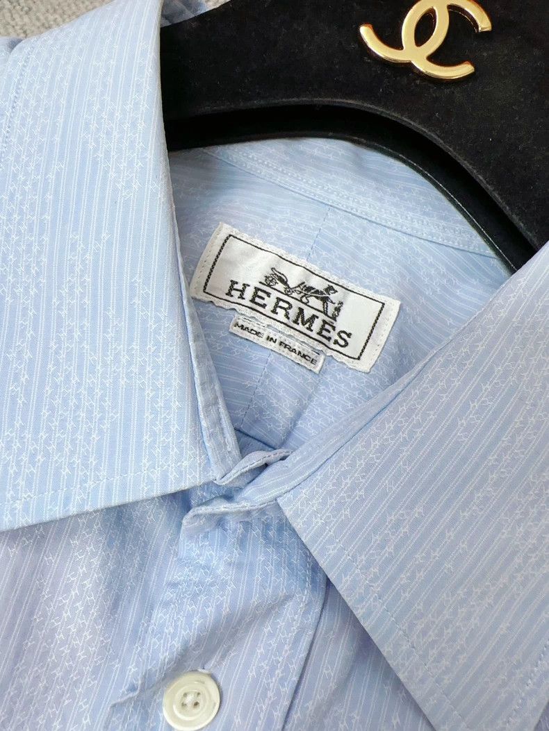 Hermes Hermes Blue Striped Long Sleeve Shirt Size US M / EU 48-50 / 2 - 3 Thumbnail