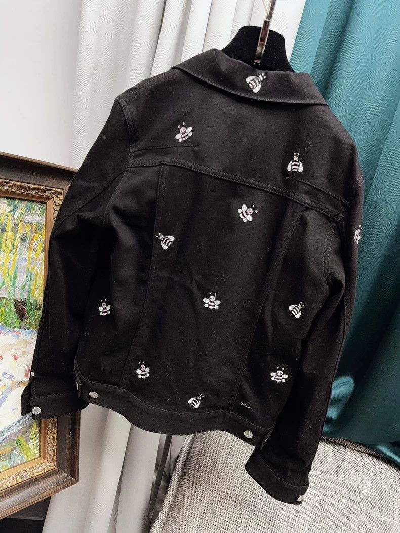 Dior Dior Black Embroidered Denim Jacket Size US L / EU 52-54 / 3 - 2 Thumbnail