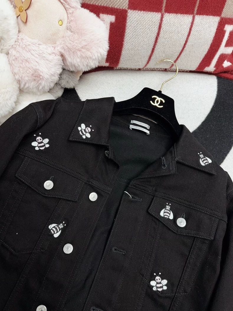 Dior Dior Black Embroidered Denim Jacket Size US L / EU 52-54 / 3 - 3 Thumbnail
