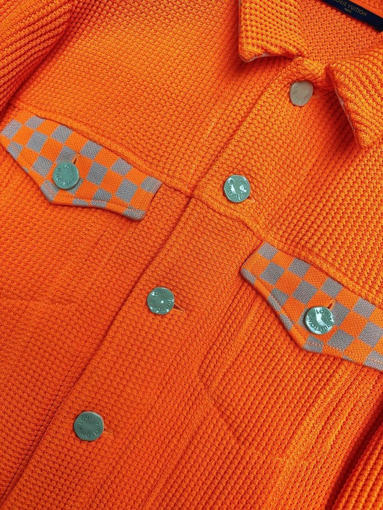 Louis Vuitton Orange Waffle Knit Jacket Size M Size US M / EU 48-50 / 2 - 2 Thumbnail