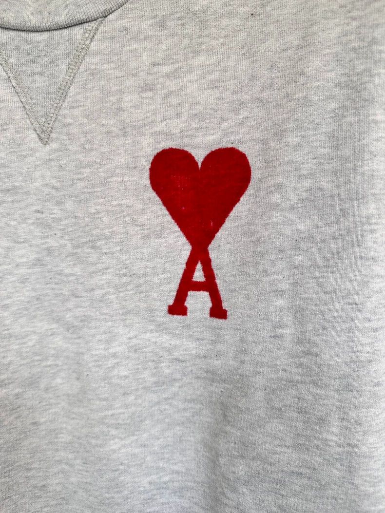 AMI Ami Paris Heart Graphic Gray Sweatshirt Size US M / EU 48-50 / 2 - 2 Thumbnail