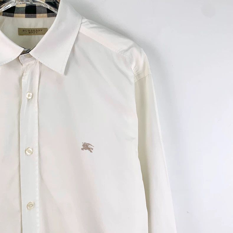 Burberry Burberry White Cotton Long Sleeve Button-Up Shirt Size US L / EU 52-54 / 3 - 3 Thumbnail