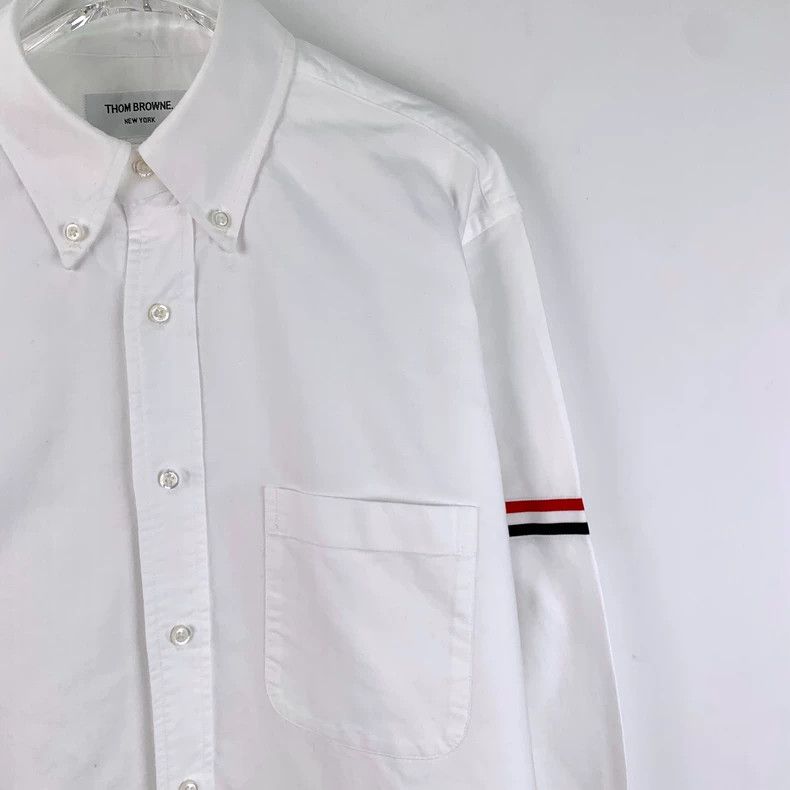 Thom Browne Thom Browne White Cotton Long Sleeve Shirt Size US L / EU 52-54 / 3 - 3 Thumbnail