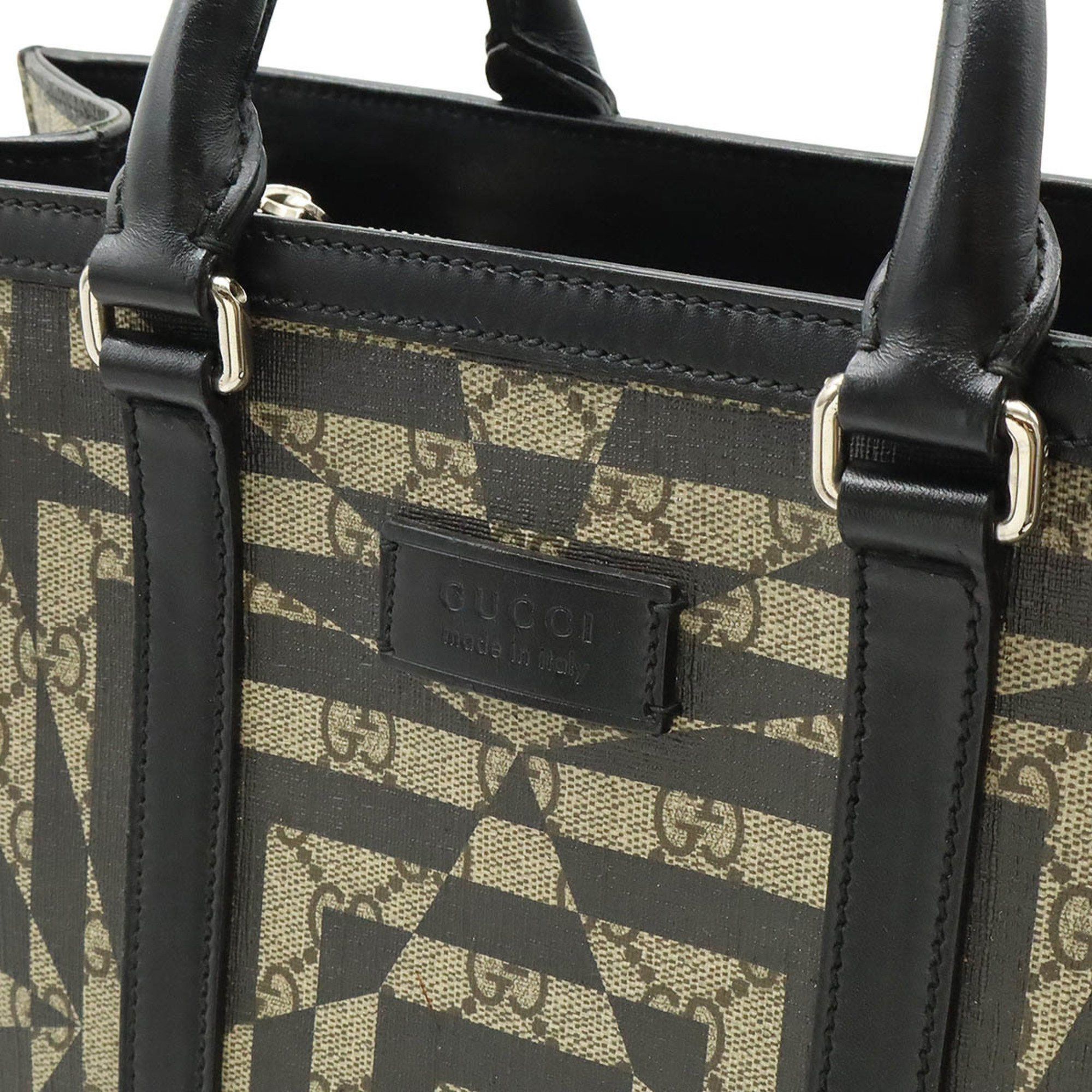 Gucci GUCCI GG Kaleidoscope Tote Bag Shoulder PVC Leather Beige Black 406387 Size ONE SIZE - 9 Thumbnail