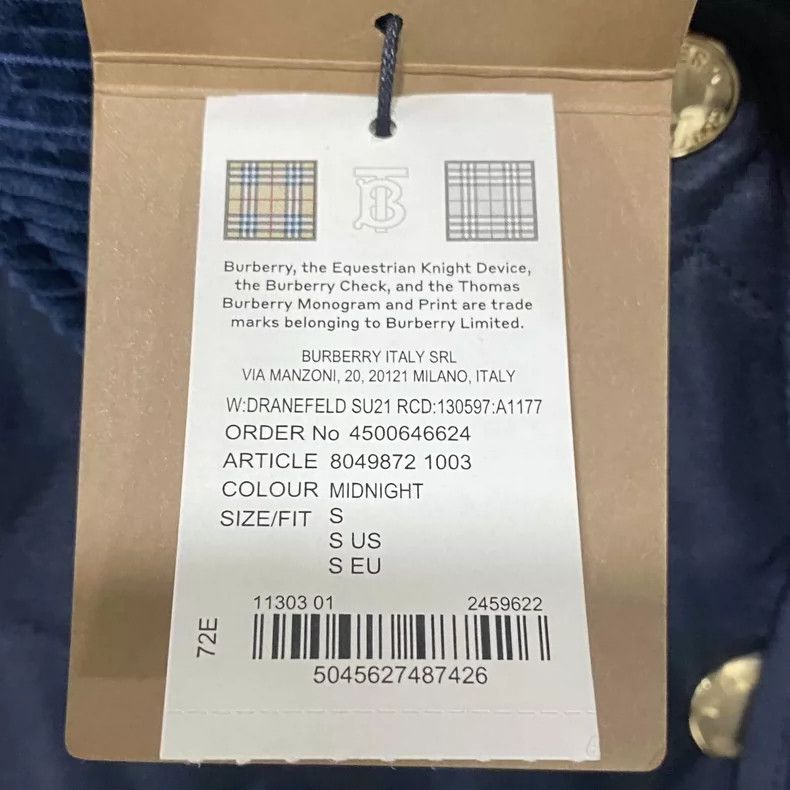 Burberry Navy Blue Quilted Cotton Jacket by Burberry Size US S / EU 44-46 / 1 - 5 Thumbnail