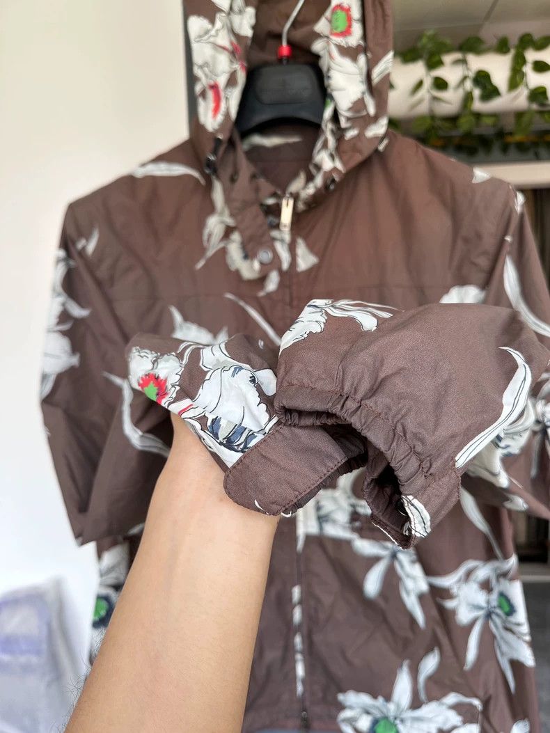 Valentino Valentino Brown Floral Hooded Jacket Size US L / EU 52-54 / 3 - 4 Thumbnail