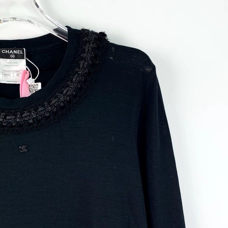 Chanel Chanel Black Knit Long Sleeve Pullover Sweater Size US M / EU 48-50 / 2 - 3 Thumbnail