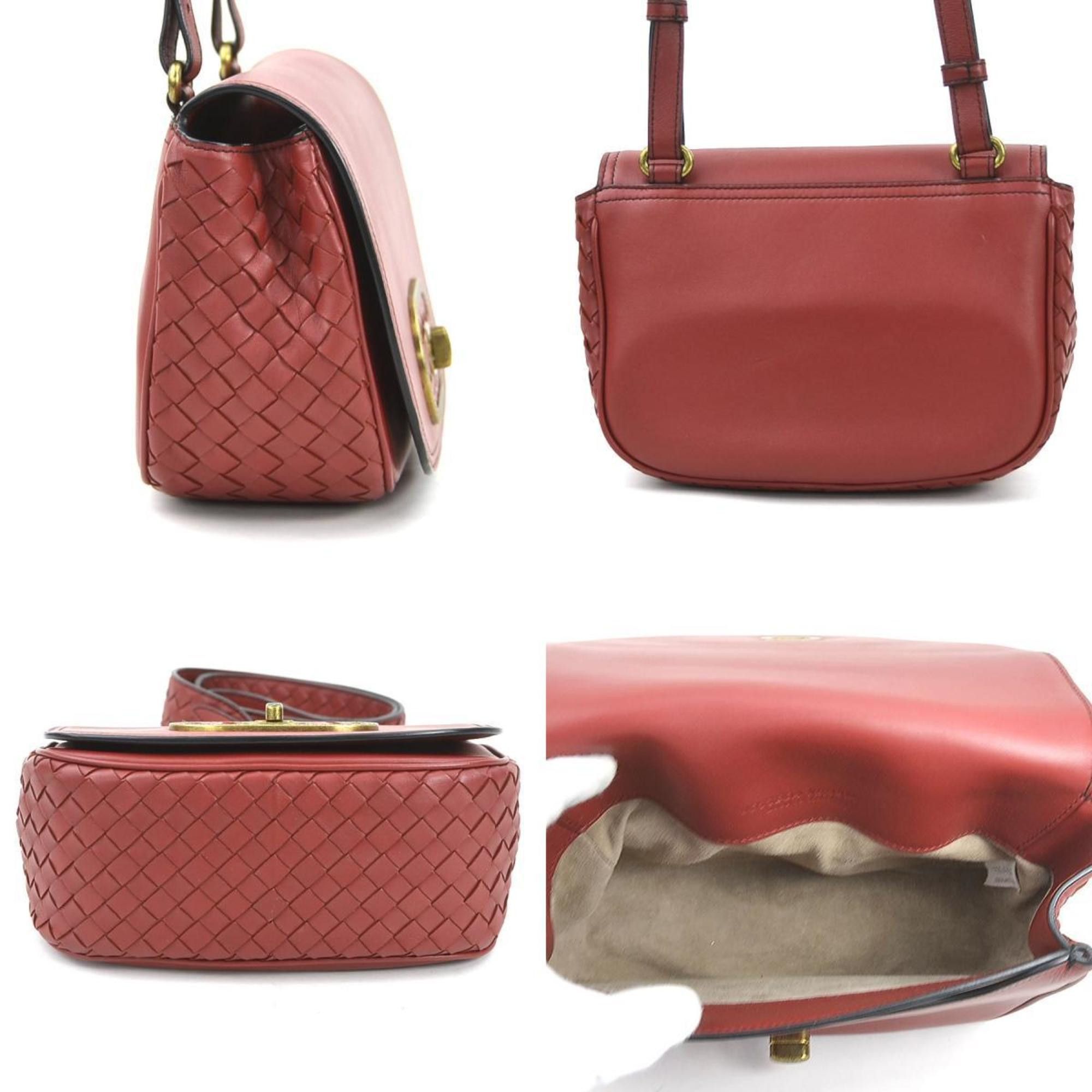 Bottega Veneta Bottega Veneta Shoulder Bag Intrecciato Leather Red Women's 90111k Size ONE SIZE - 2 Thumbnail