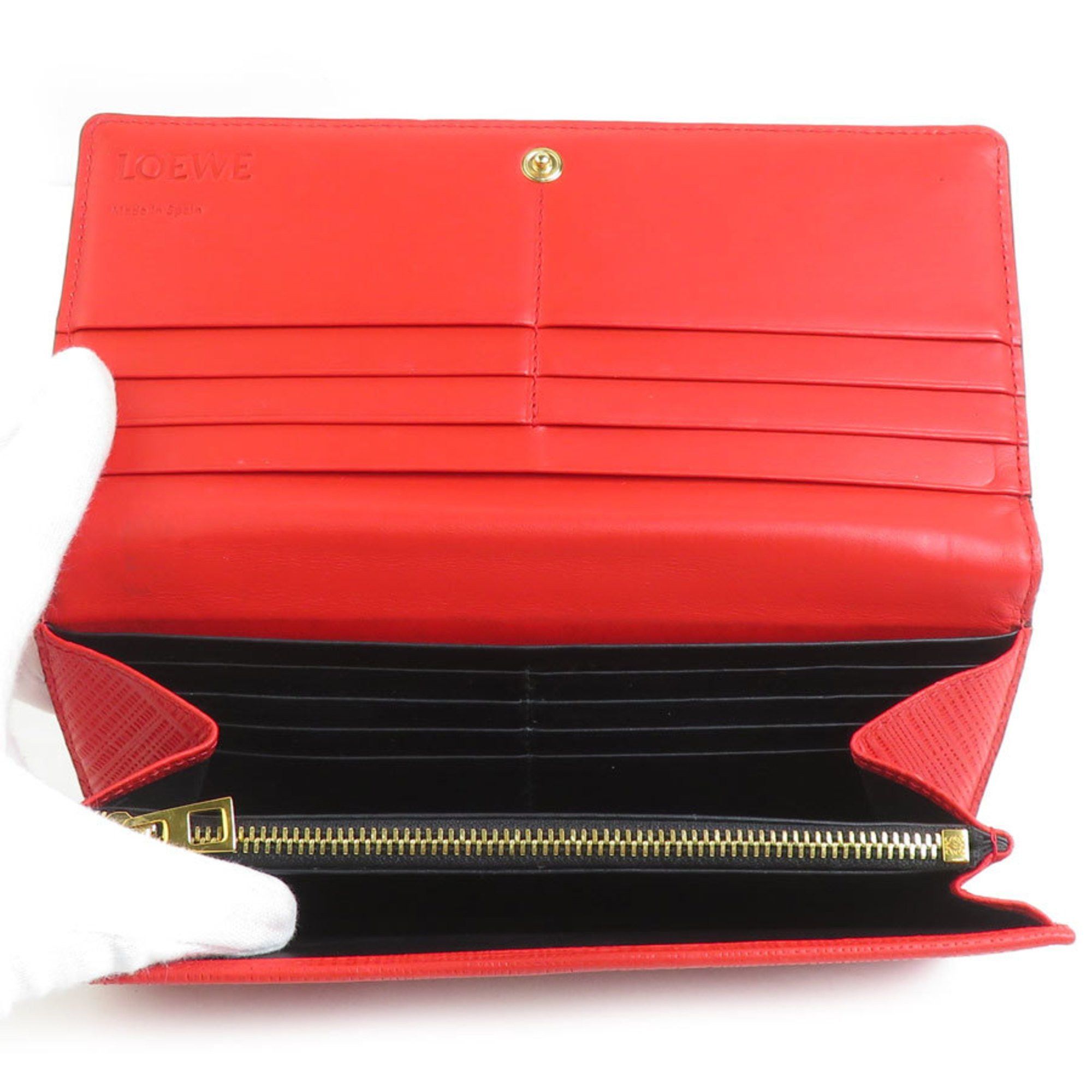 Loewe LOEWE Bi-fold Long Wallet Leather Red Women's h31154a Size ONE SIZE - 3 Thumbnail