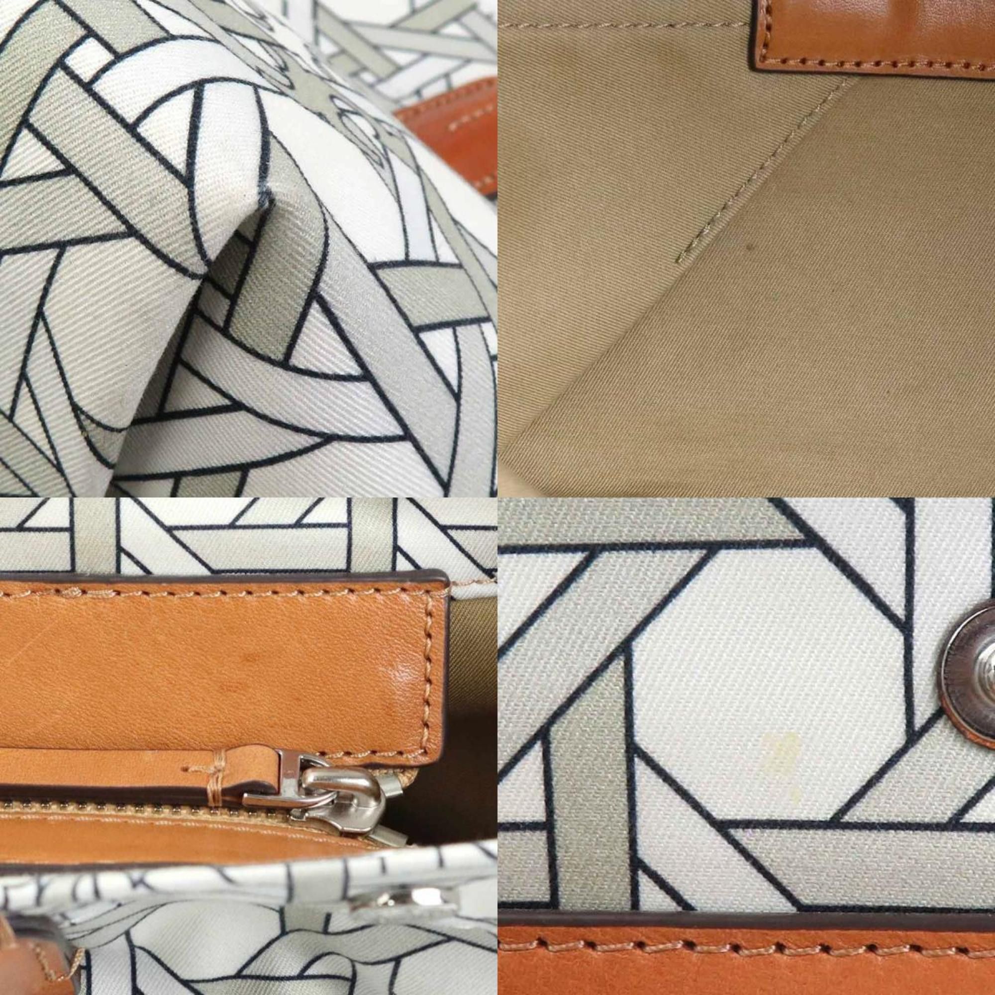 Tory Burch Tory Burch handbag shoulder bag nylon canvas leather white x brown women's 56092a Size ONE SIZE - 3 Thumbnail