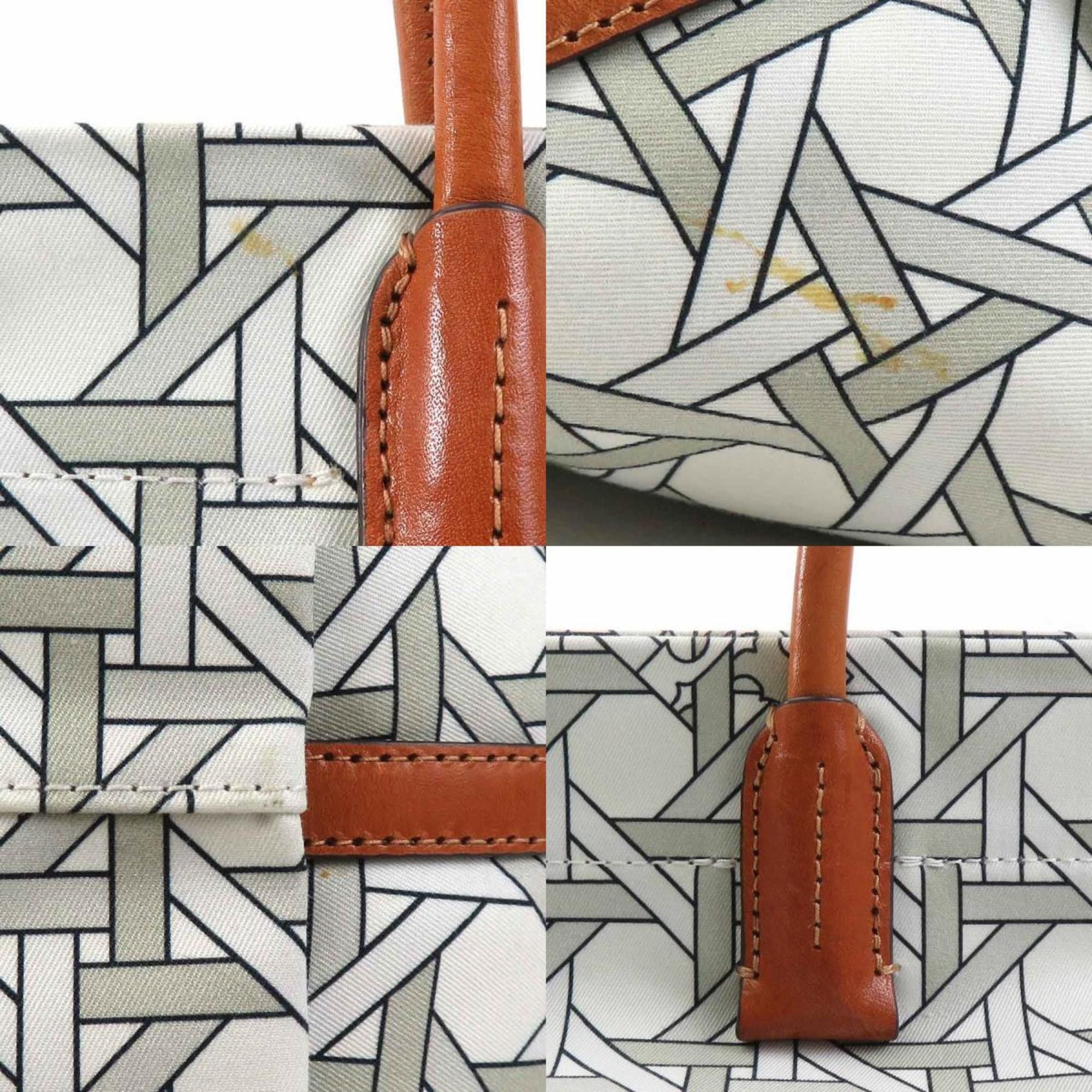 Tory Burch Tory Burch handbag shoulder bag nylon canvas leather white x brown women's 56092a Size ONE SIZE - 4 Thumbnail
