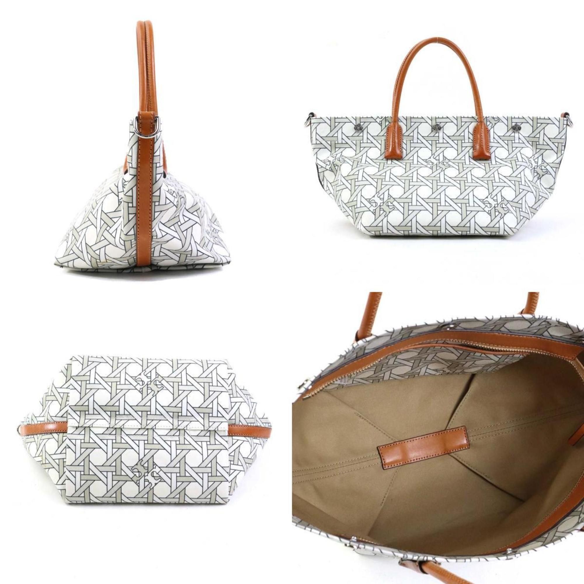 Tory Burch Tory Burch handbag shoulder bag nylon canvas leather white x brown women's 56092a Size ONE SIZE - 2 Thumbnail