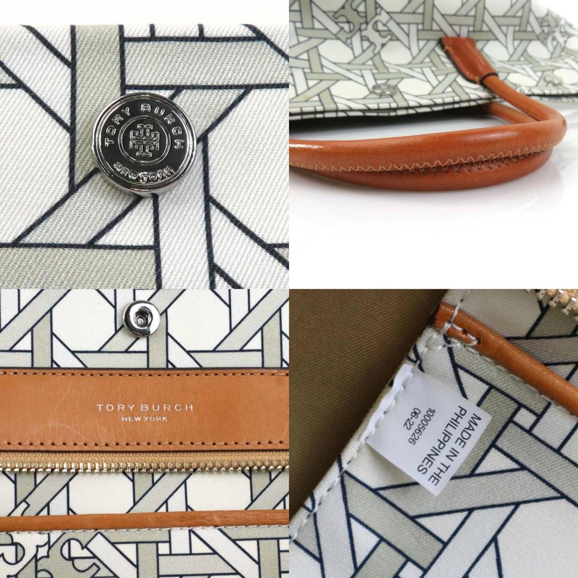 Tory Burch Tory Burch handbag shoulder bag nylon canvas leather white x brown women's 56092a Size ONE SIZE - 5 Thumbnail