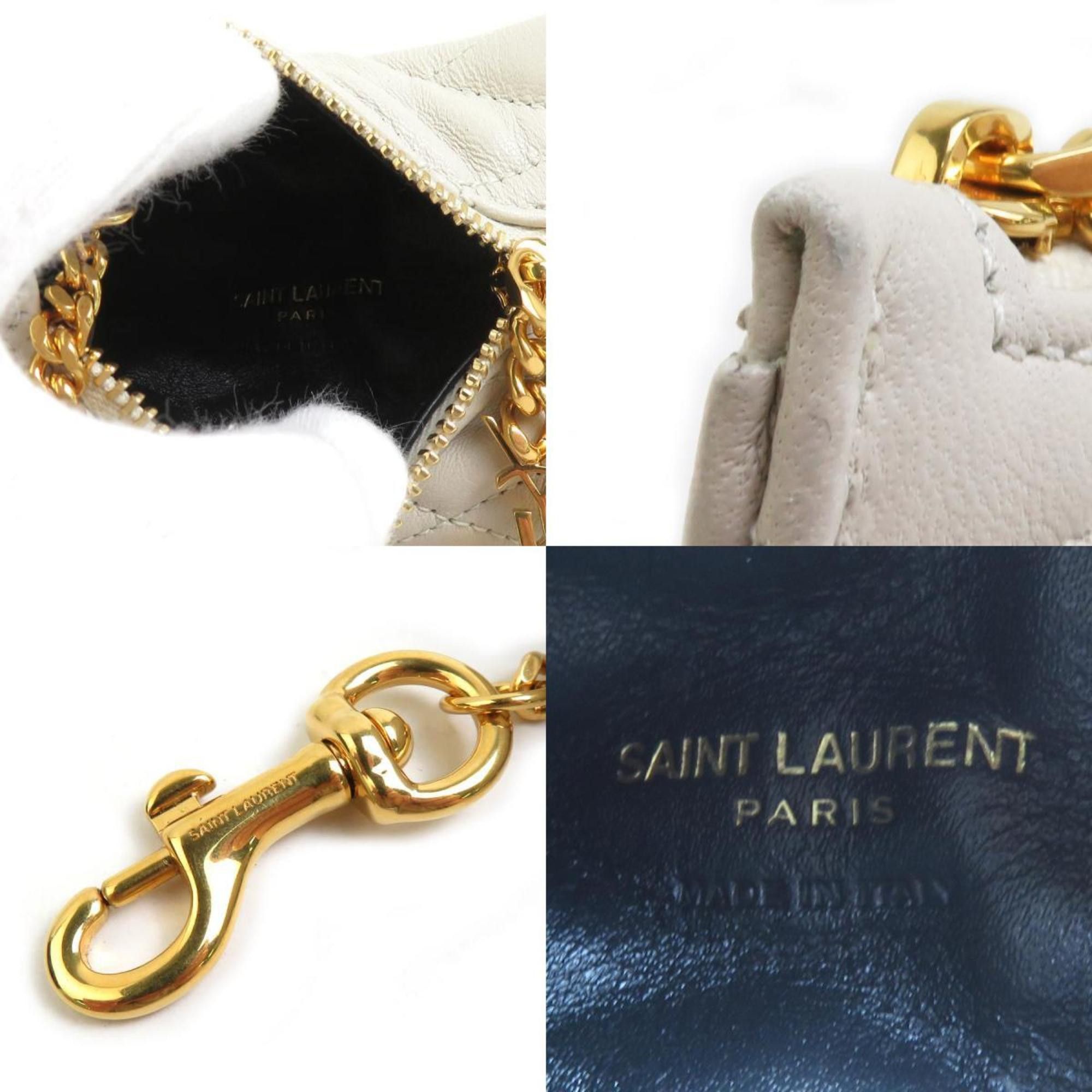 Saint Laurent Paris Saint Laurent Wallet/Coin Case Leather Ivory Women's 56106g Size ONE SIZE - 4 Thumbnail