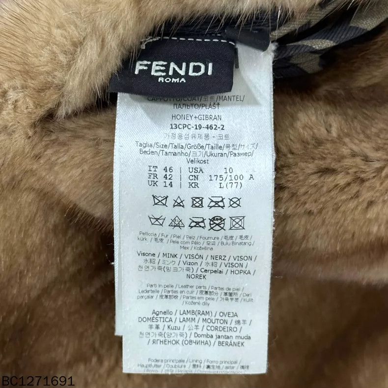 Fendi Long Brown Fur Coat with White Trim Size US L / EU 52-54 / 3 - 4 Thumbnail