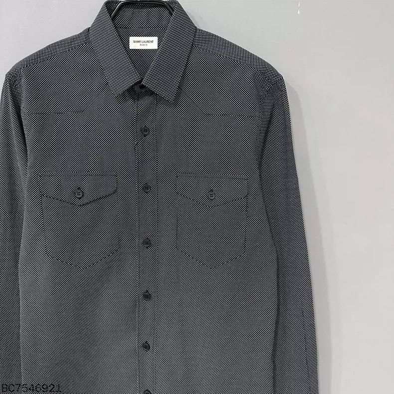 Saint Laurent Paris Polka Dot Long Sleeve Shirt